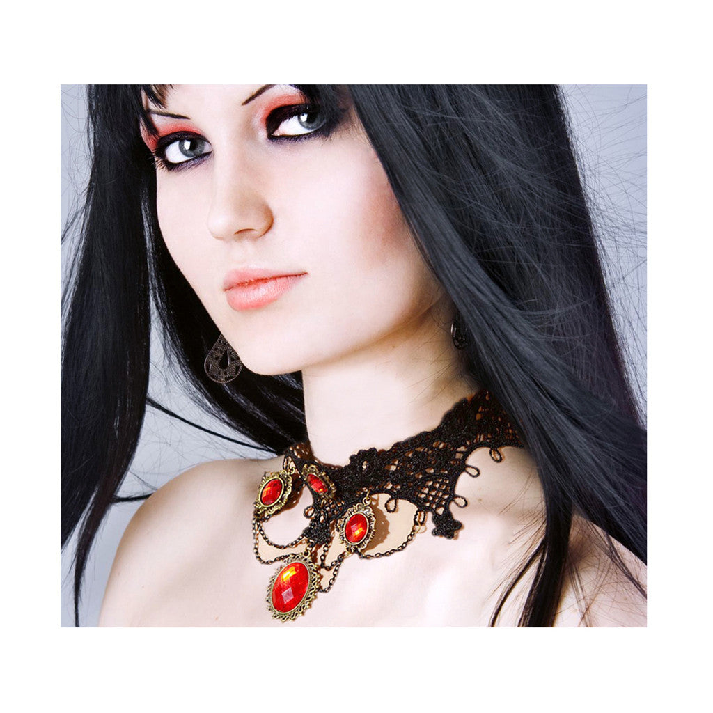 Buy China Wholesale Classic Red Gemstone Pendants Black Lace Chokers For  Women & Classic Red Gemstone Pendants Black Lace Chokers $3